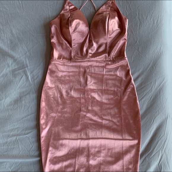 Fashion Nova - Satin rose gold/pink dress - Picture 2 of 3